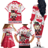 Poland Pierogi Festival Family Matching Off The Shoulder Long Sleeve Dress and Hawaiian Shirt Funny Dumpling Costume With Flag - Wonder Print Shop