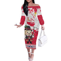 Poland Pierogi Festival Family Matching Off The Shoulder Long Sleeve Dress and Hawaiian Shirt Funny Dumpling Costume With Flag - Wonder Print Shop