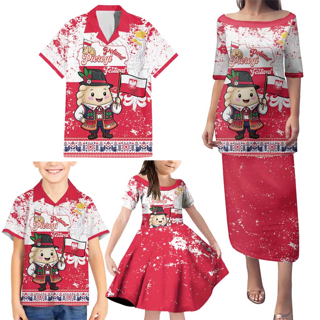 Poland Pierogi Festival Family Matching Puletasi and Hawaiian Shirt Funny Dumpling Costume With Flag - Wonder Print Shop