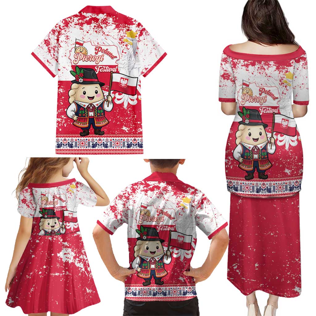 Poland Pierogi Festival Family Matching Puletasi and Hawaiian Shirt Funny Dumpling Costume With Flag - Wonder Print Shop