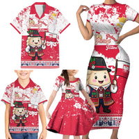 Poland Pierogi Festival Family Matching Short Sleeve Bodycon Dress and Hawaiian Shirt Funny Dumpling Costume With Flag - Wonder Print Shop