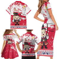 Poland Pierogi Festival Family Matching Short Sleeve Bodycon Dress and Hawaiian Shirt Funny Dumpling Costume With Flag - Wonder Print Shop