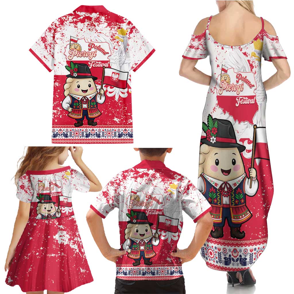 Poland Pierogi Festival Family Matching Summer Maxi Dress and Hawaiian Shirt Funny Dumpling Costume With Flag - Wonder Print Shop