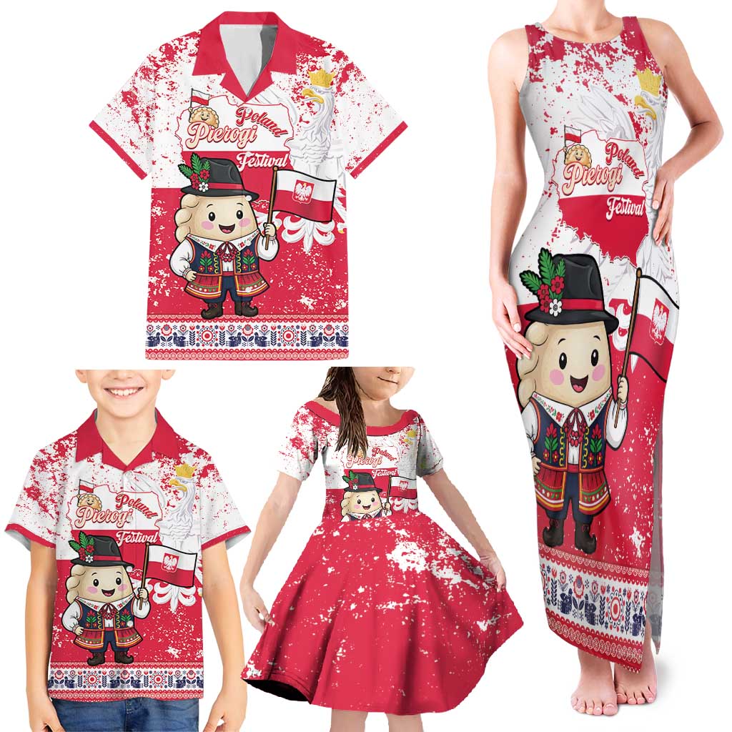 Poland Pierogi Festival Family Matching Tank Maxi Dress and Hawaiian Shirt Funny Dumpling Costume With Flag - Wonder Print Shop