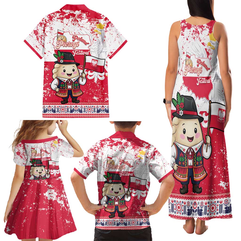 Poland Pierogi Festival Family Matching Tank Maxi Dress and Hawaiian Shirt Funny Dumpling Costume With Flag - Wonder Print Shop
