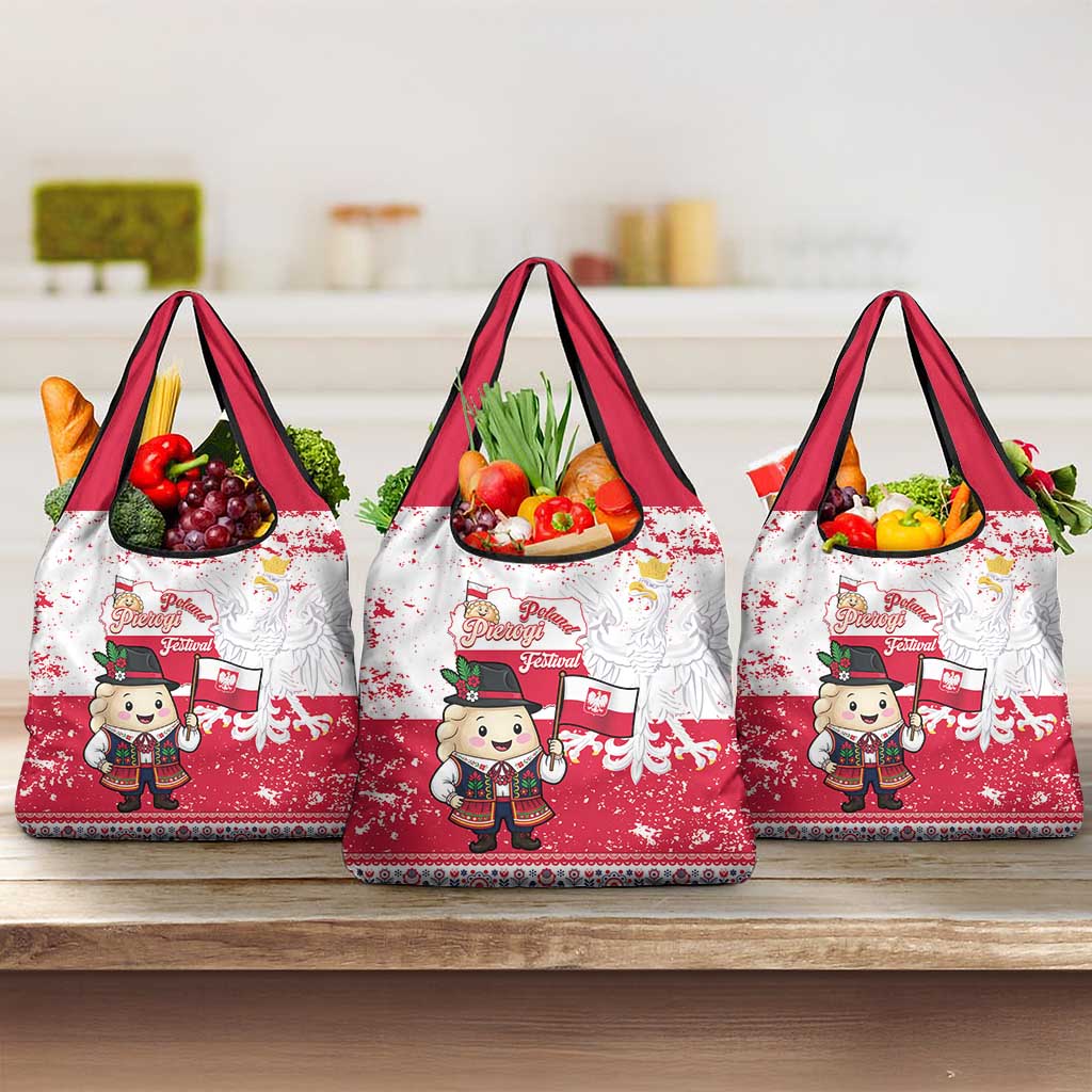 Poland Pierogi Festival Grocery Bag Funny Dumpling Costume With Flag - Wonder Print Shop