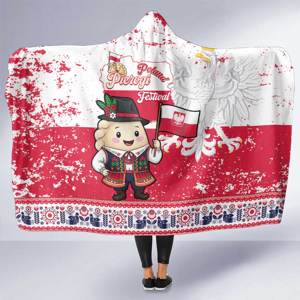Poland Pierogi Festival Hooded Blanket Funny Dumpling Costume With Flag - Wonder Print Shop