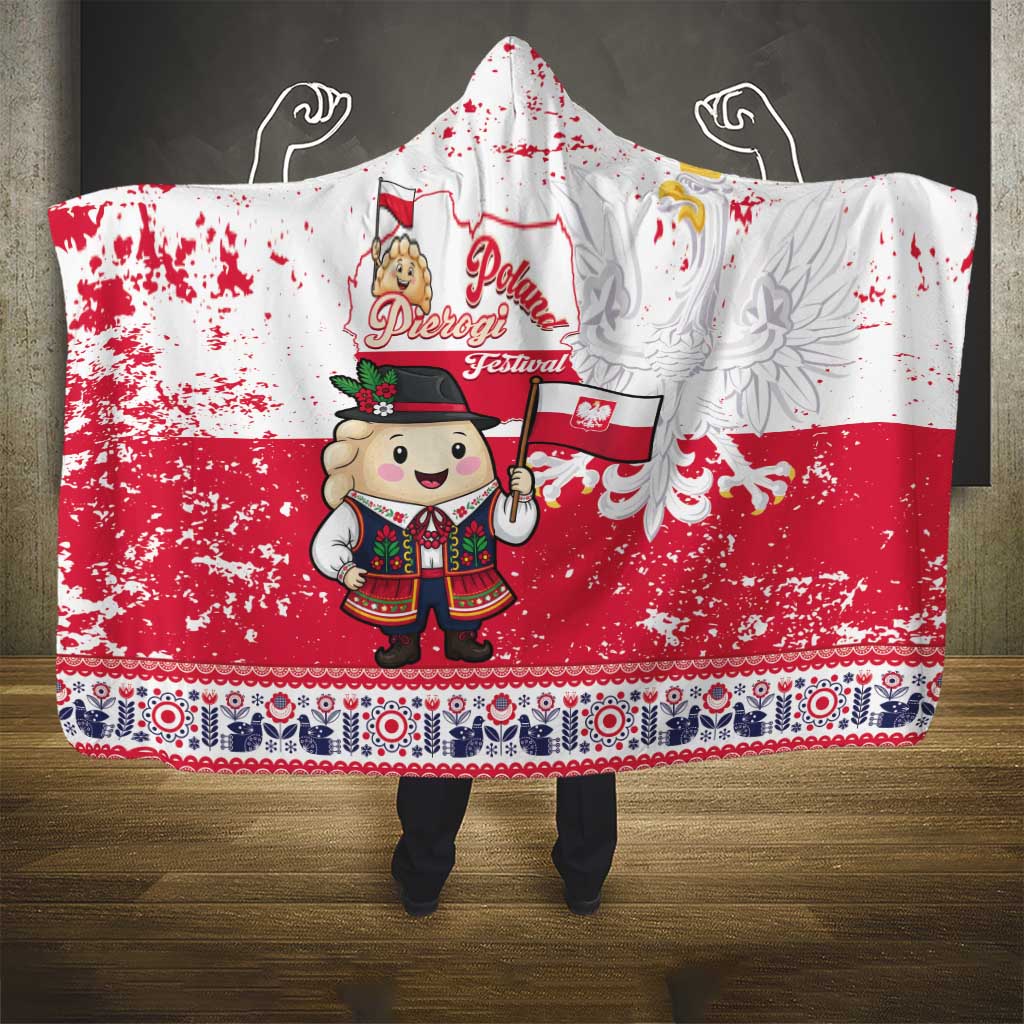 Poland Pierogi Festival Hooded Blanket Funny Dumpling Costume With Flag - Wonder Print Shop