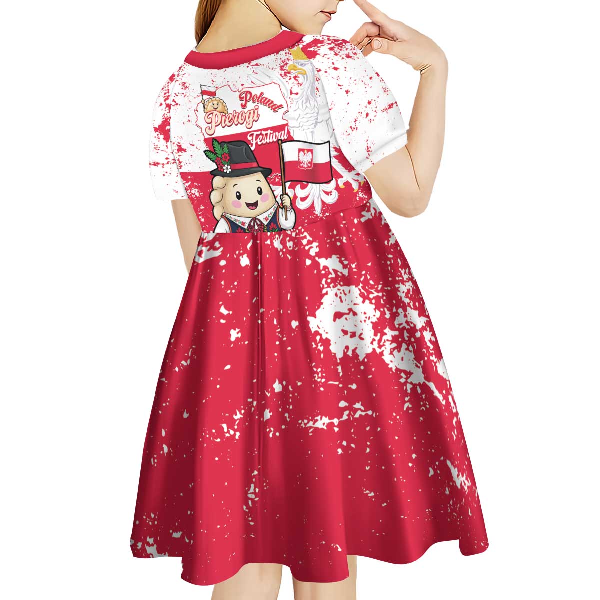 Poland Pierogi Festival Kid Short Sleeve Dress Funny Dumpling Costume With Flag - Wonder Print Shop