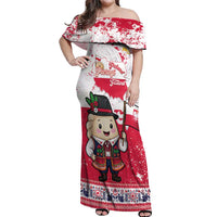 Poland Pierogi Festival Off Shoulder Maxi Dress Funny Dumpling Costume With Flag - Wonder Print Shop