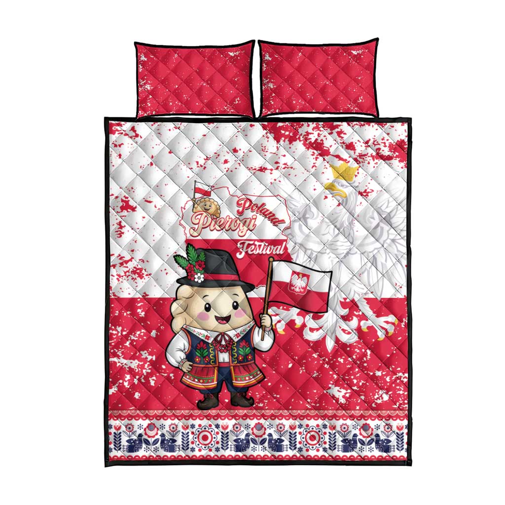 Poland Pierogi Festival Quilt Bed Set Funny Dumpling Costume With Flag - Wonder Print Shop