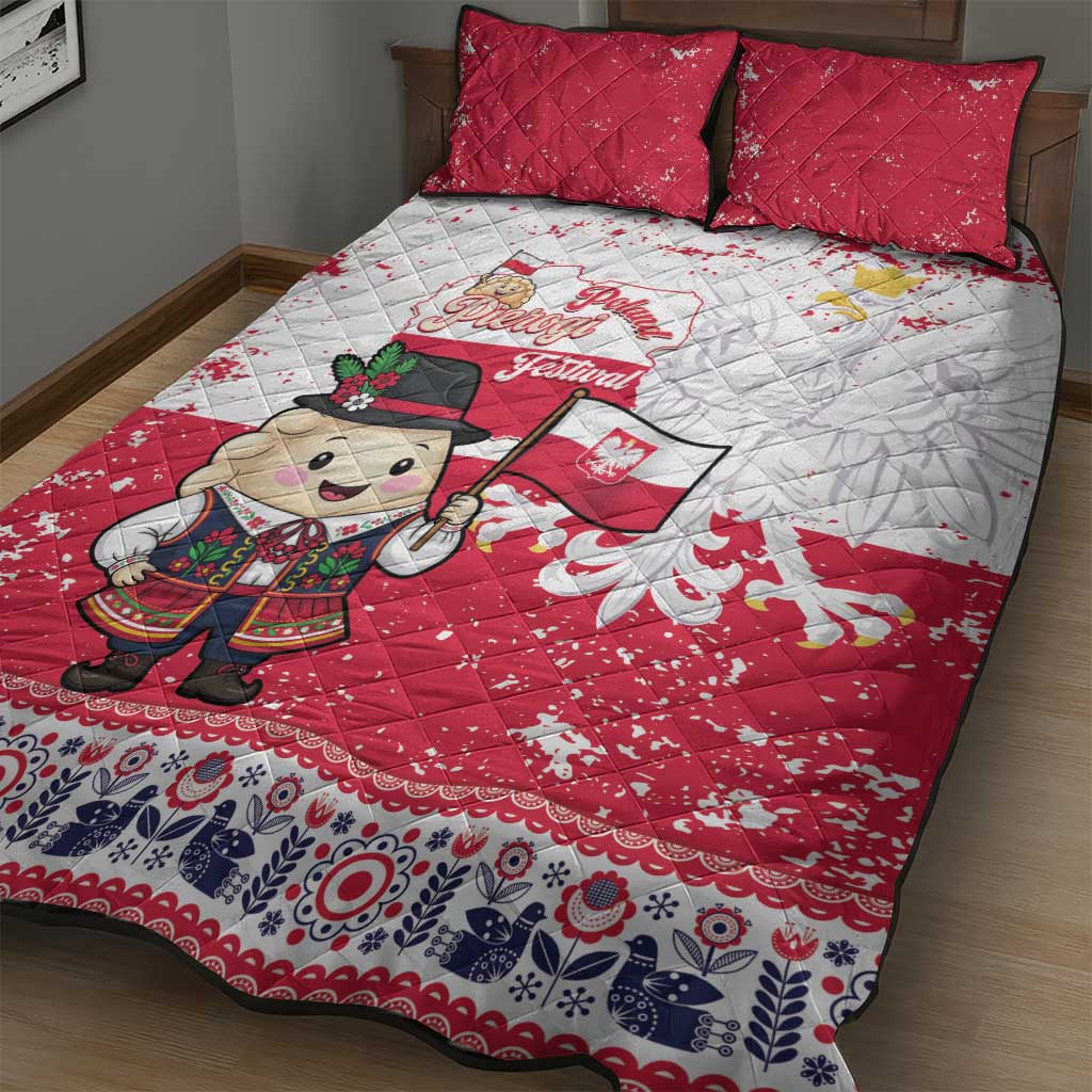 Poland Pierogi Festival Quilt Bed Set Funny Dumpling Costume With Flag - Wonder Print Shop