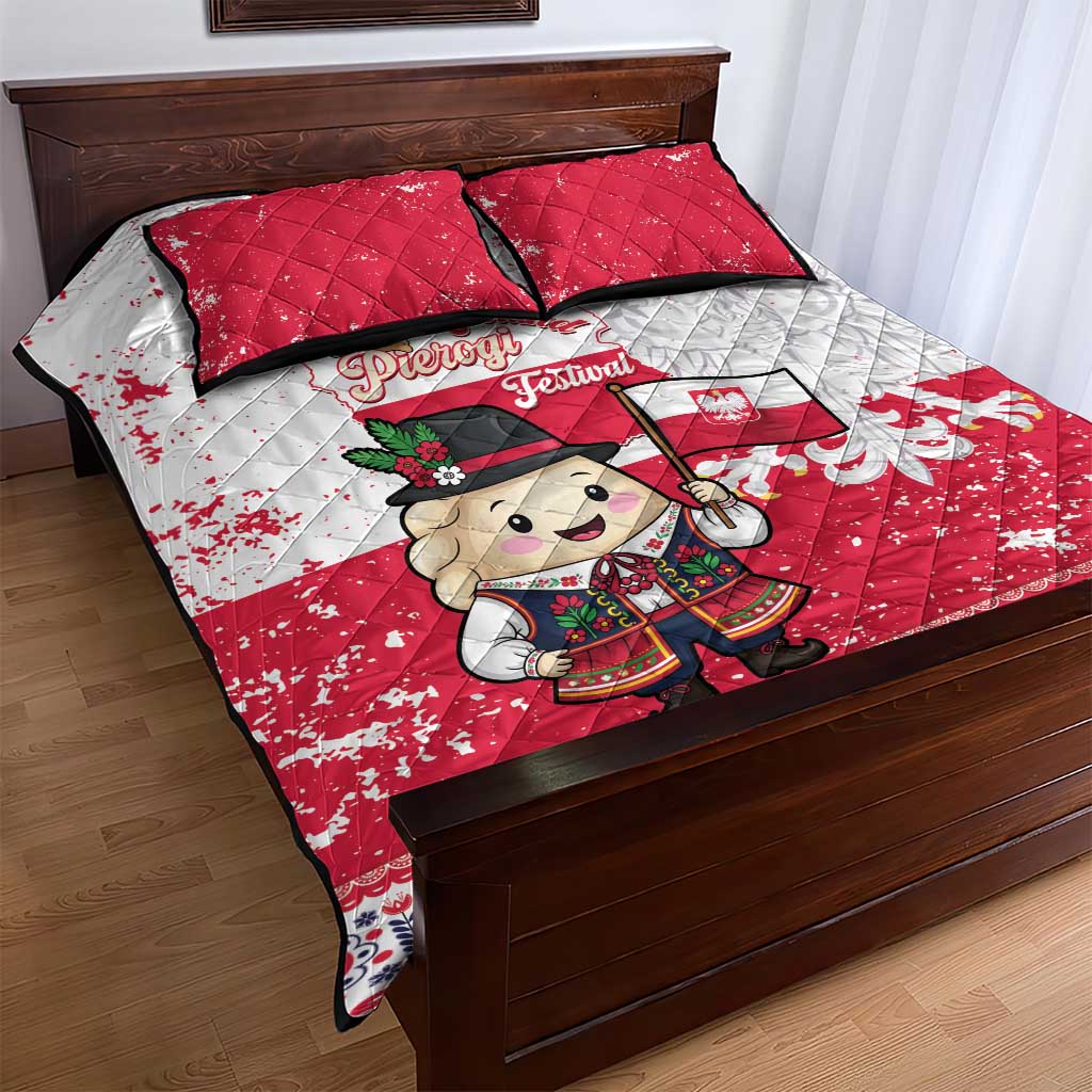 Poland Pierogi Festival Quilt Bed Set Funny Dumpling Costume With Flag - Wonder Print Shop
