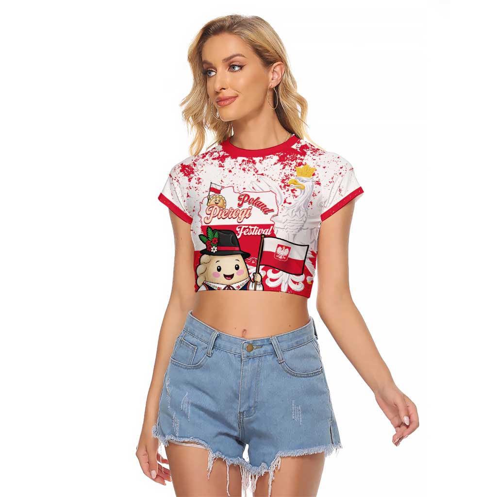 Poland Pierogi Festival Raglan Cropped T Shirt Funny Dumpling Costume With Flag - Wonder Print Shop