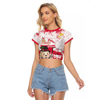 Poland Pierogi Festival Raglan Cropped T Shirt Funny Dumpling Costume With Flag - Wonder Print Shop