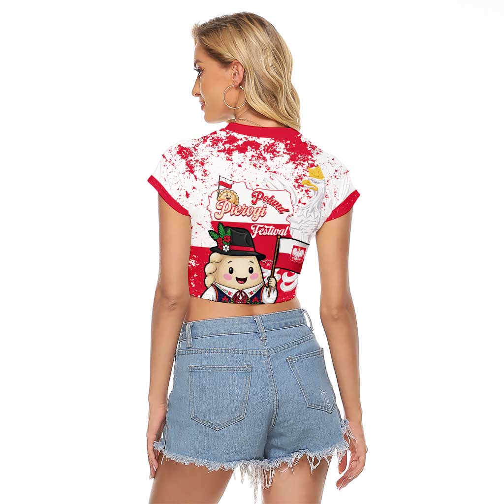 Poland Pierogi Festival Raglan Cropped T Shirt Funny Dumpling Costume With Flag - Wonder Print Shop