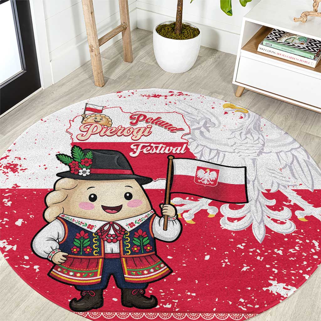 Poland Pierogi Festival Round Carpet Funny Dumpling Costume With Flag - Wonder Print Shop