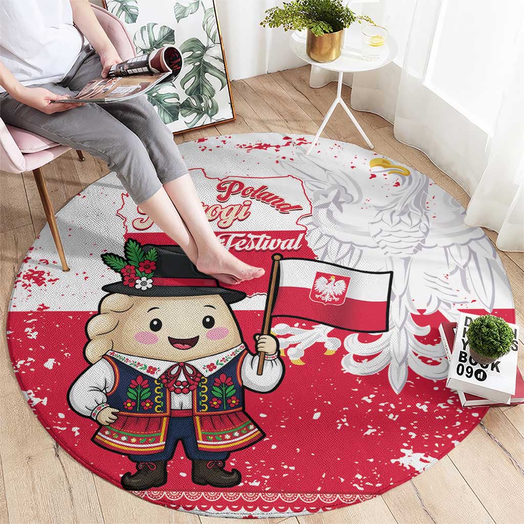 Poland Pierogi Festival Round Carpet Funny Dumpling Costume With Flag - Wonder Print Shop