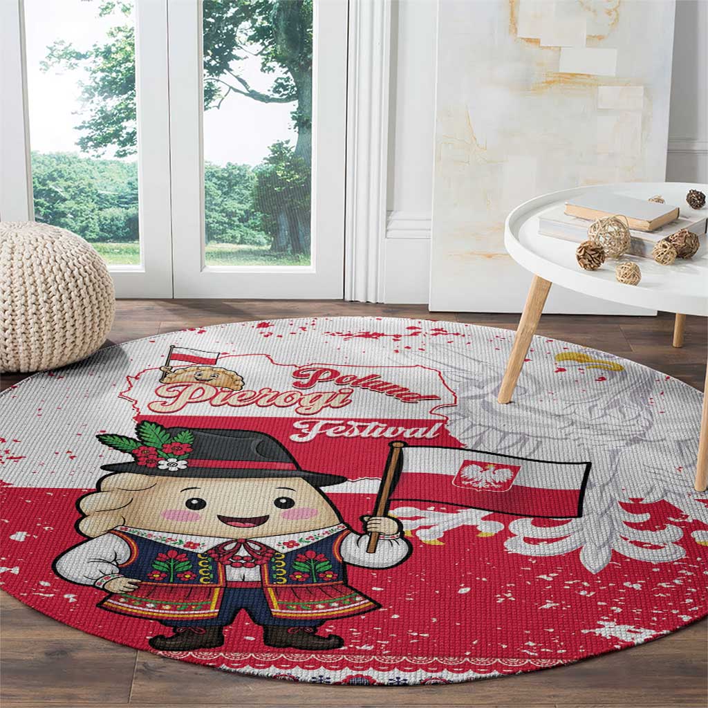 Poland Pierogi Festival Round Carpet Funny Dumpling Costume With Flag - Wonder Print Shop
