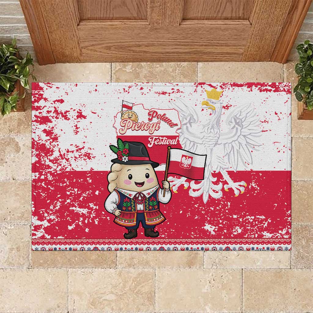 Poland Pierogi Festival Rubber Doormat Funny Dumpling Costume With Flag - Wonder Print Shop