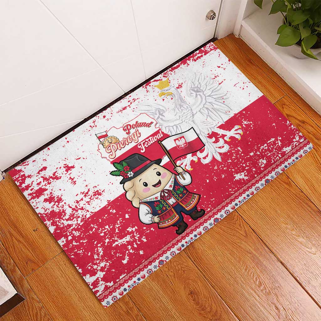 Poland Pierogi Festival Rubber Doormat Funny Dumpling Costume With Flag - Wonder Print Shop