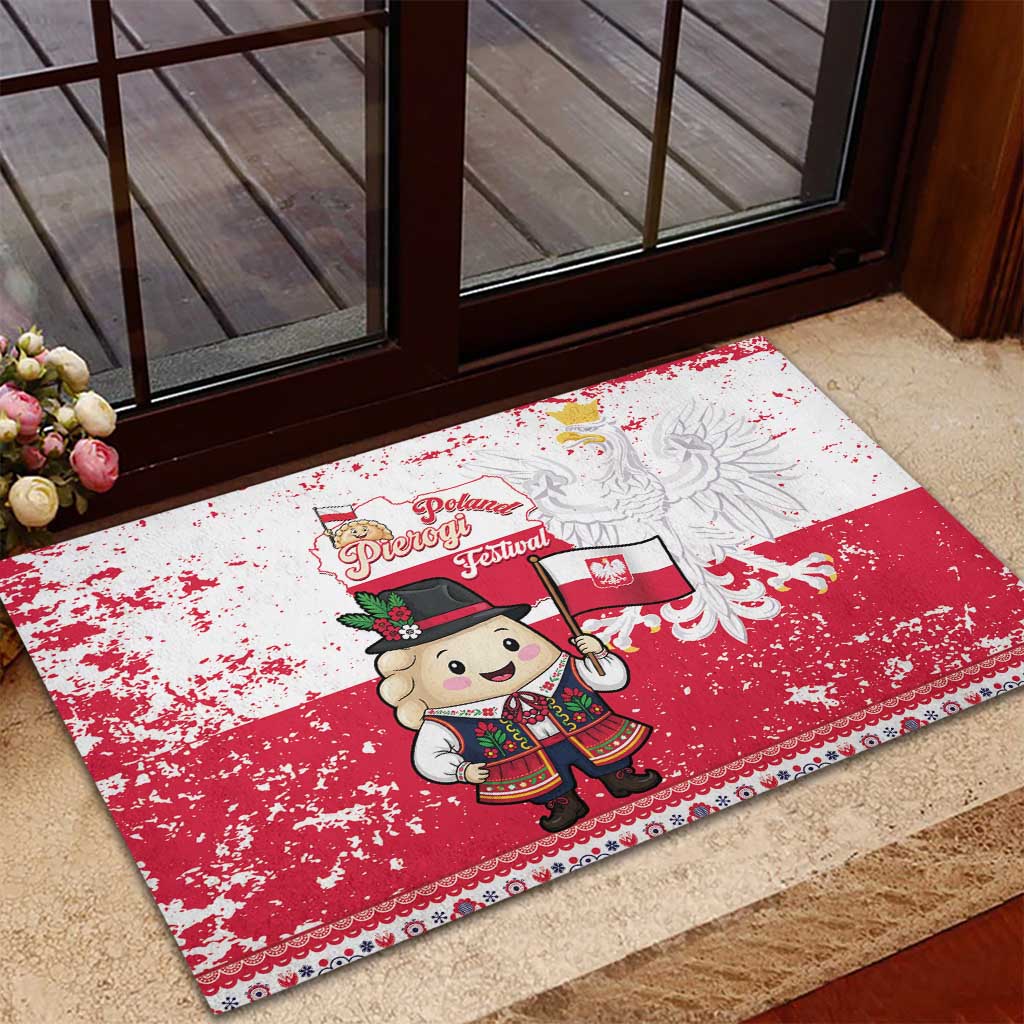Poland Pierogi Festival Rubber Doormat Funny Dumpling Costume With Flag - Wonder Print Shop