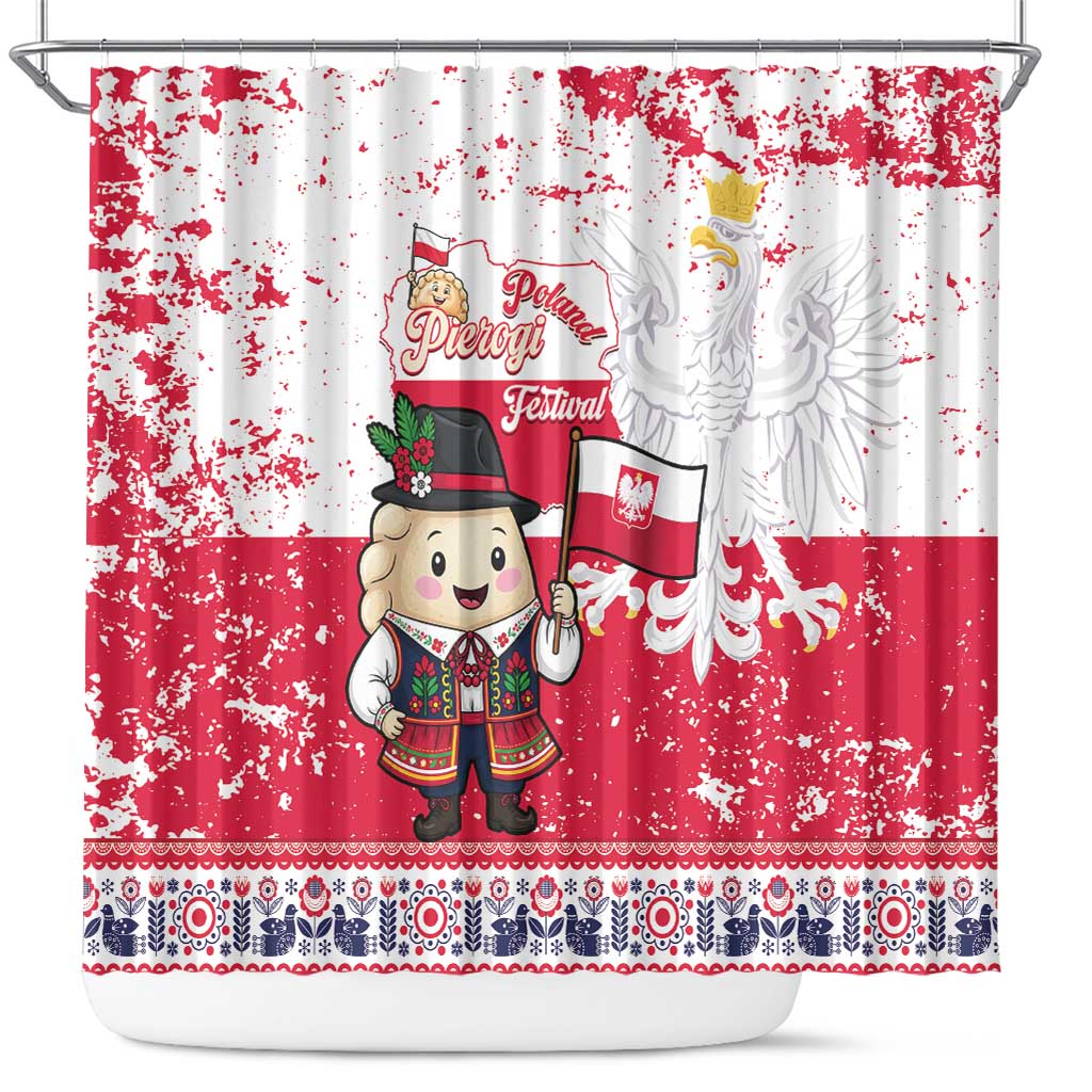 Poland Pierogi Festival Shower Curtain Funny Dumpling Costume With Flag - Wonder Print Shop