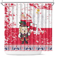 Poland Pierogi Festival Shower Curtain Funny Dumpling Costume With Flag - Wonder Print Shop