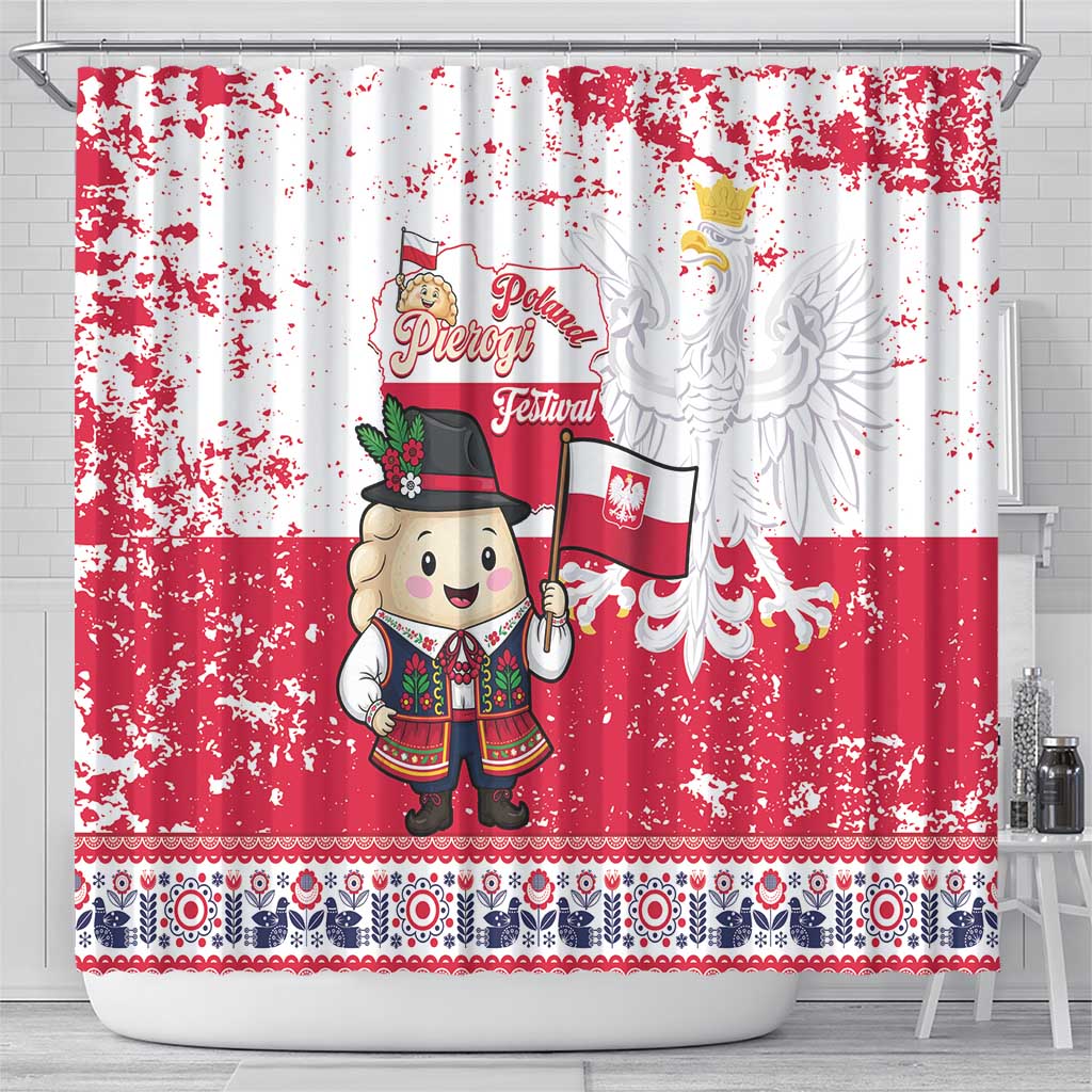 Poland Pierogi Festival Shower Curtain Funny Dumpling Costume With Flag - Wonder Print Shop