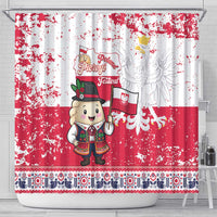 Poland Pierogi Festival Shower Curtain Funny Dumpling Costume With Flag - Wonder Print Shop