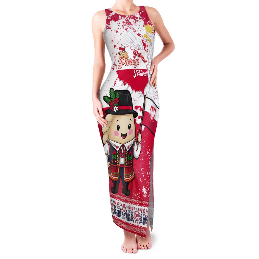 Poland Pierogi Festival Tank Maxi Dress Funny Dumpling Costume With Flag - Wonder Print Shop