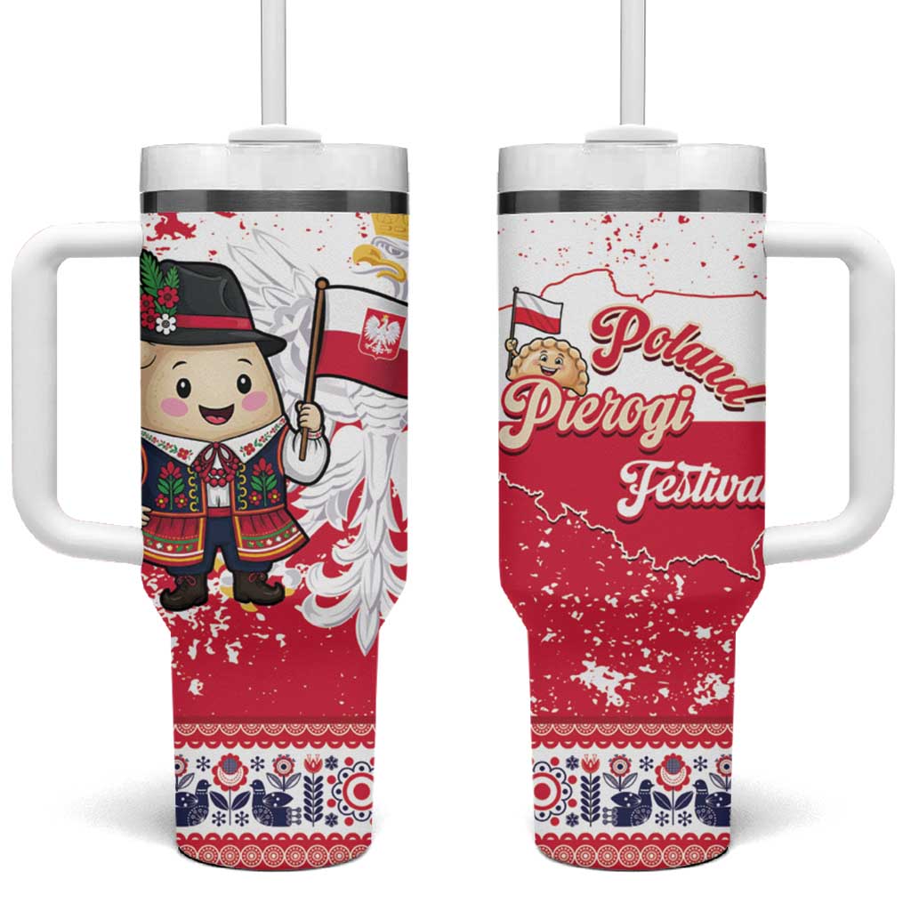 Poland Pierogi Festival Tumbler With Handle Funny Dumpling Costume With Flag - Wonder Print Shop