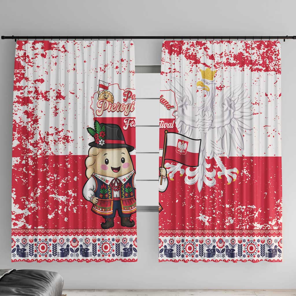 Poland Pierogi Festival Window Curtain Funny Dumpling Costume With Flag - Wonder Print Shop