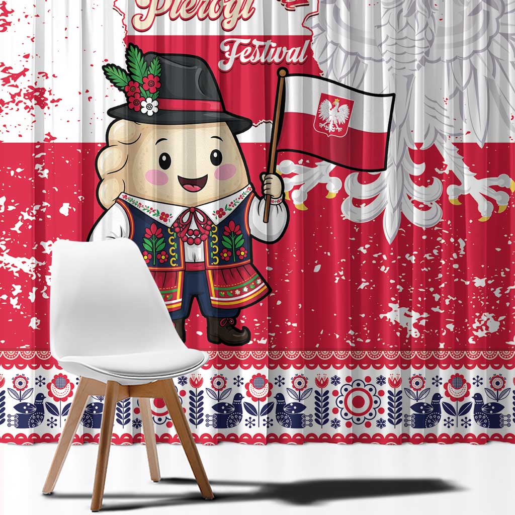 Poland Pierogi Festival Window Curtain Funny Dumpling Costume With Flag - Wonder Print Shop