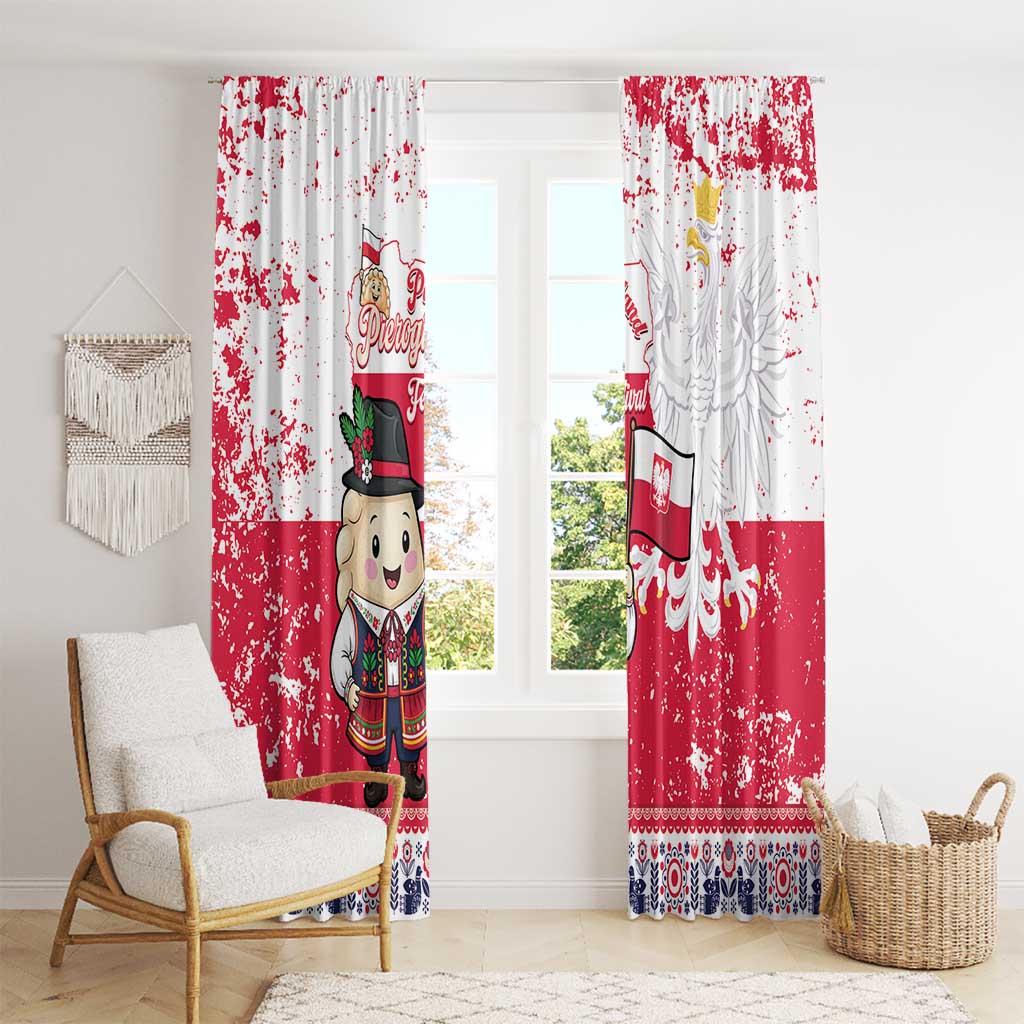 Poland Pierogi Festival Window Curtain Funny Dumpling Costume With Flag - Wonder Print Shop