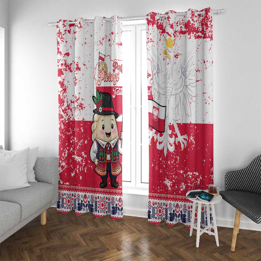 Poland Pierogi Festival Window Curtain Funny Dumpling Costume With Flag - Wonder Print Shop