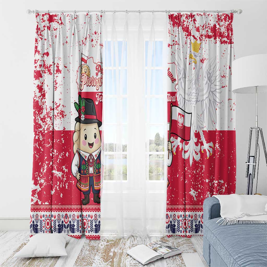 Poland Pierogi Festival Window Curtain Funny Dumpling Costume With Flag - Wonder Print Shop
