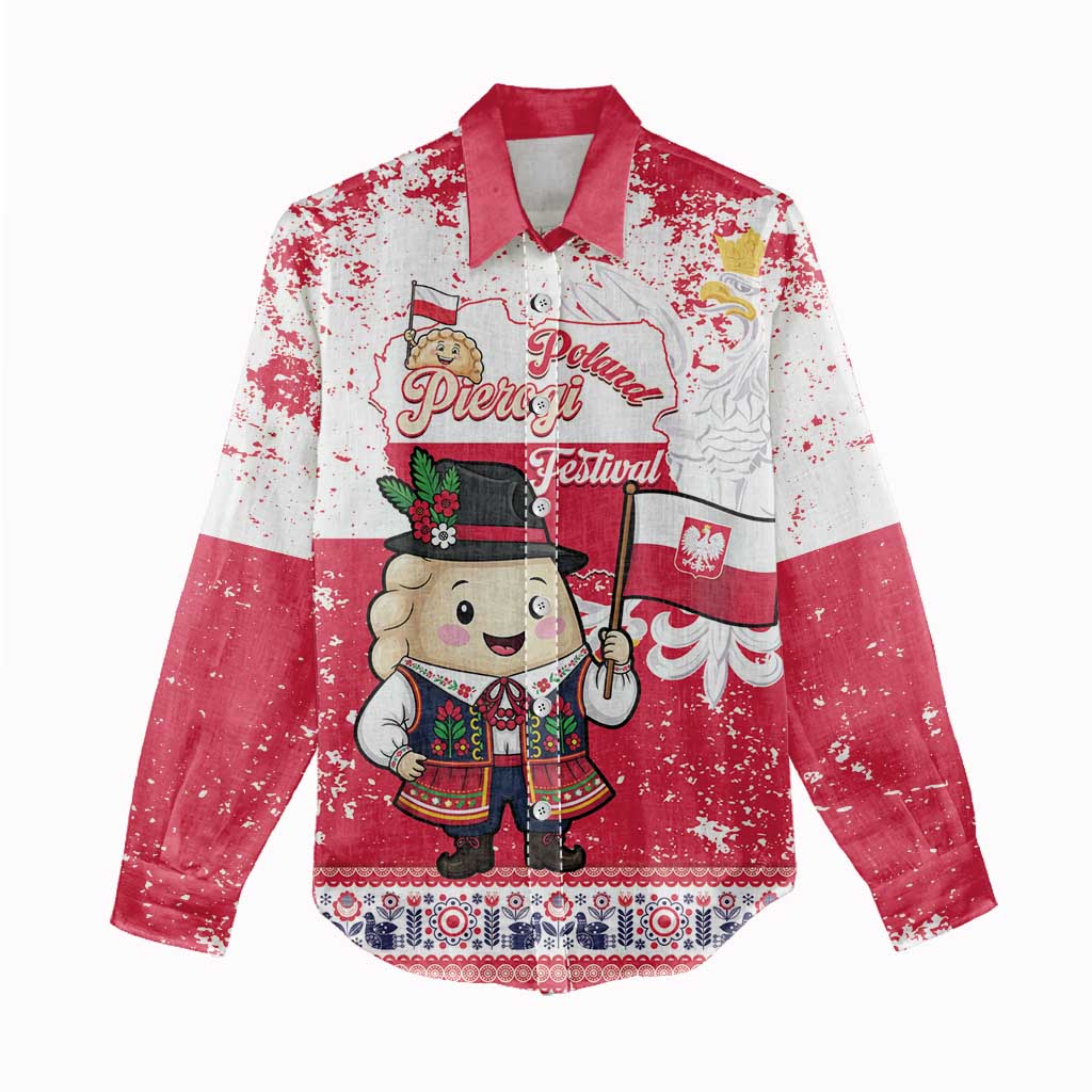 Poland Pierogi Festival Women Casual Shirt Funny Dumpling Costume With Flag - Wonder Print Shop