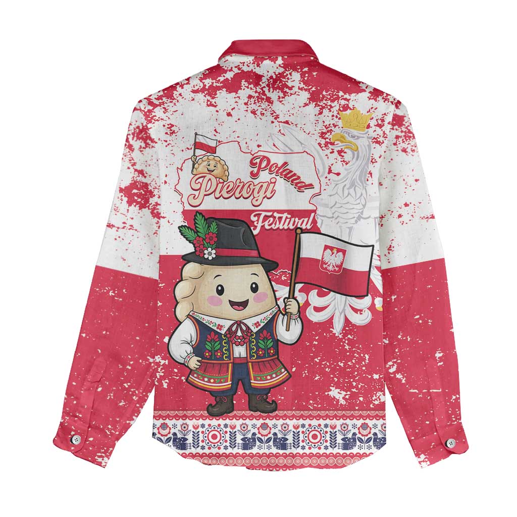 Poland Pierogi Festival Women Casual Shirt Funny Dumpling Costume With Flag - Wonder Print Shop
