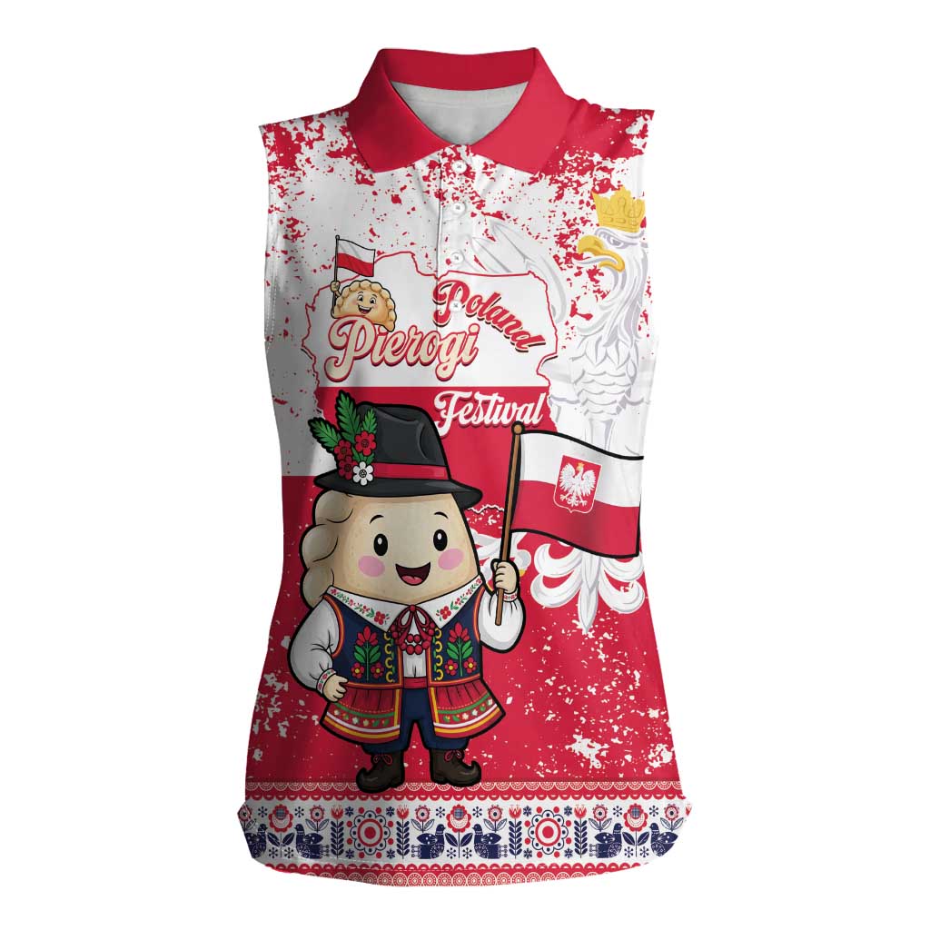 Poland Pierogi Festival Women Sleeveless Polo Shirt Funny Dumpling Costume With Flag - Wonder Print Shop