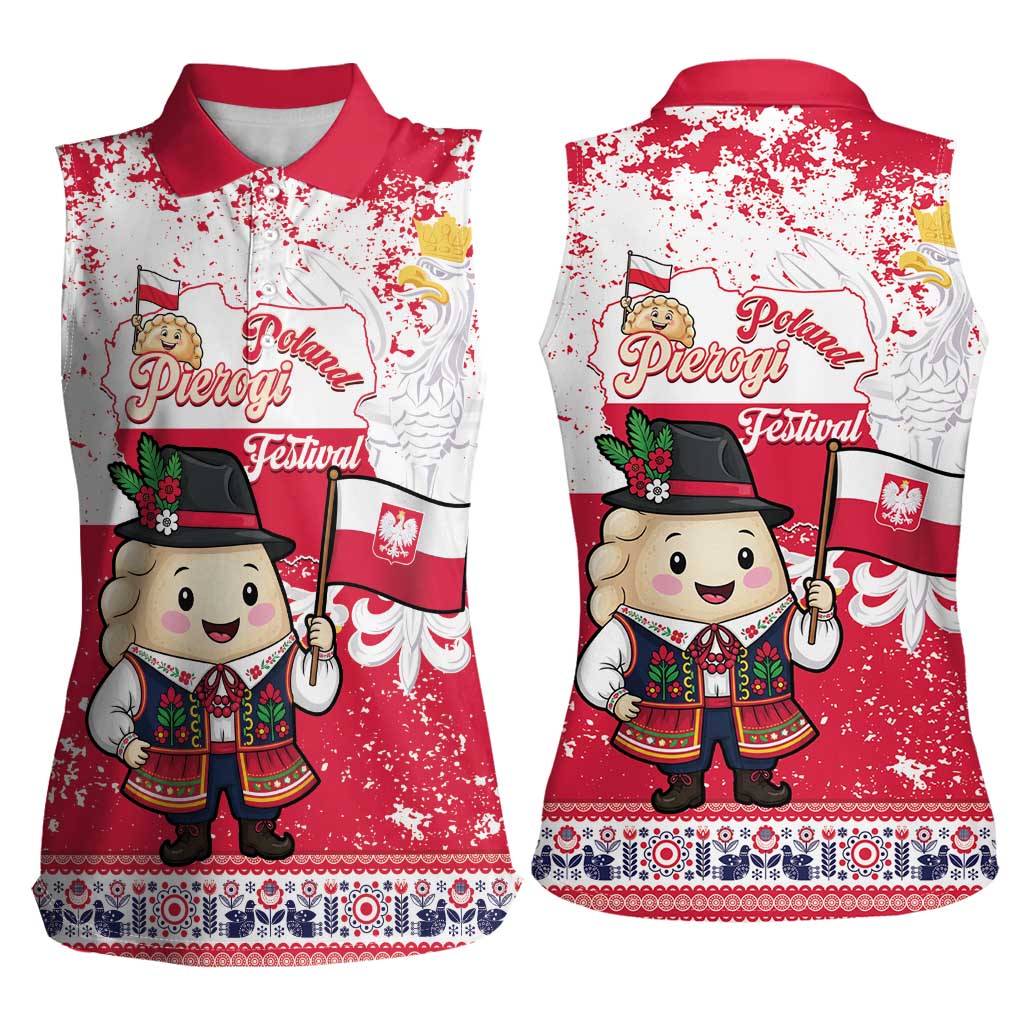 Poland Pierogi Festival Women Sleeveless Polo Shirt Funny Dumpling Costume With Flag - Wonder Print Shop