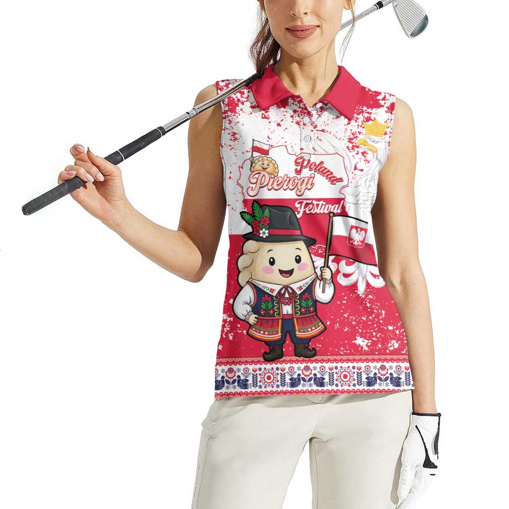 Poland Pierogi Festival Women Sleeveless Polo Shirt Funny Dumpling Costume With Flag - Wonder Print Shop
