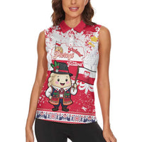 Poland Pierogi Festival Women Sleeveless Polo Shirt Funny Dumpling Costume With Flag - Wonder Print Shop