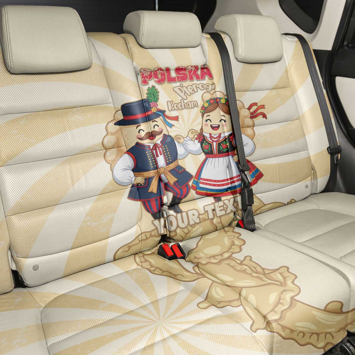 Personalised Pierogi Festival Poland Back Car Seat Cover Polska Dumpling Kocham - Wonder Print Shop