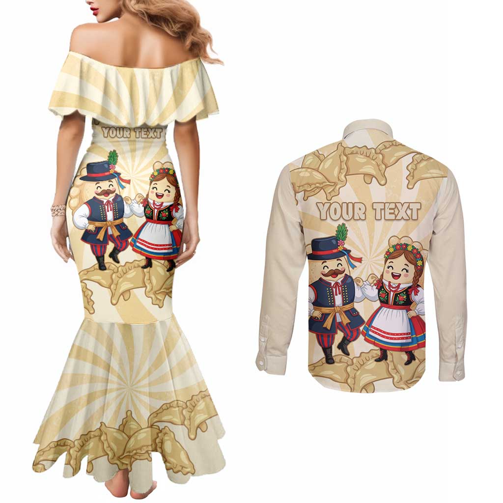 Personalised Pierogi Festival Poland Couples Matching Mermaid Dress and Long Sleeve Button Shirt Polska Dumpling Kocham - Wonder Print Shop