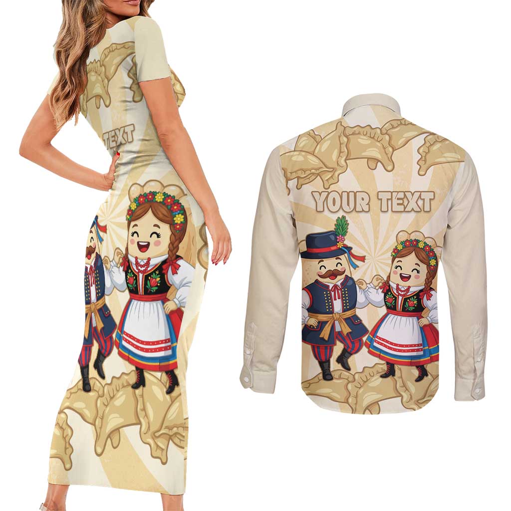 Personalised Pierogi Festival Poland Couples Matching Short Sleeve Bodycon Dress and Long Sleeve Button Shirt Polska Dumpling Kocham - Wonder Print Shop