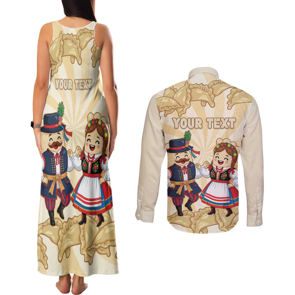 Personalised Pierogi Festival Poland Couples Matching Tank Maxi Dress and Long Sleeve Button Shirt Polska Dumpling Kocham - Wonder Print Shop