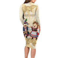 Personalised Pierogi Festival Poland Family Matching Long Sleeve Bodycon Dress and Hawaiian Shirt Polska Dumpling Kocham - Wonder Print Shop