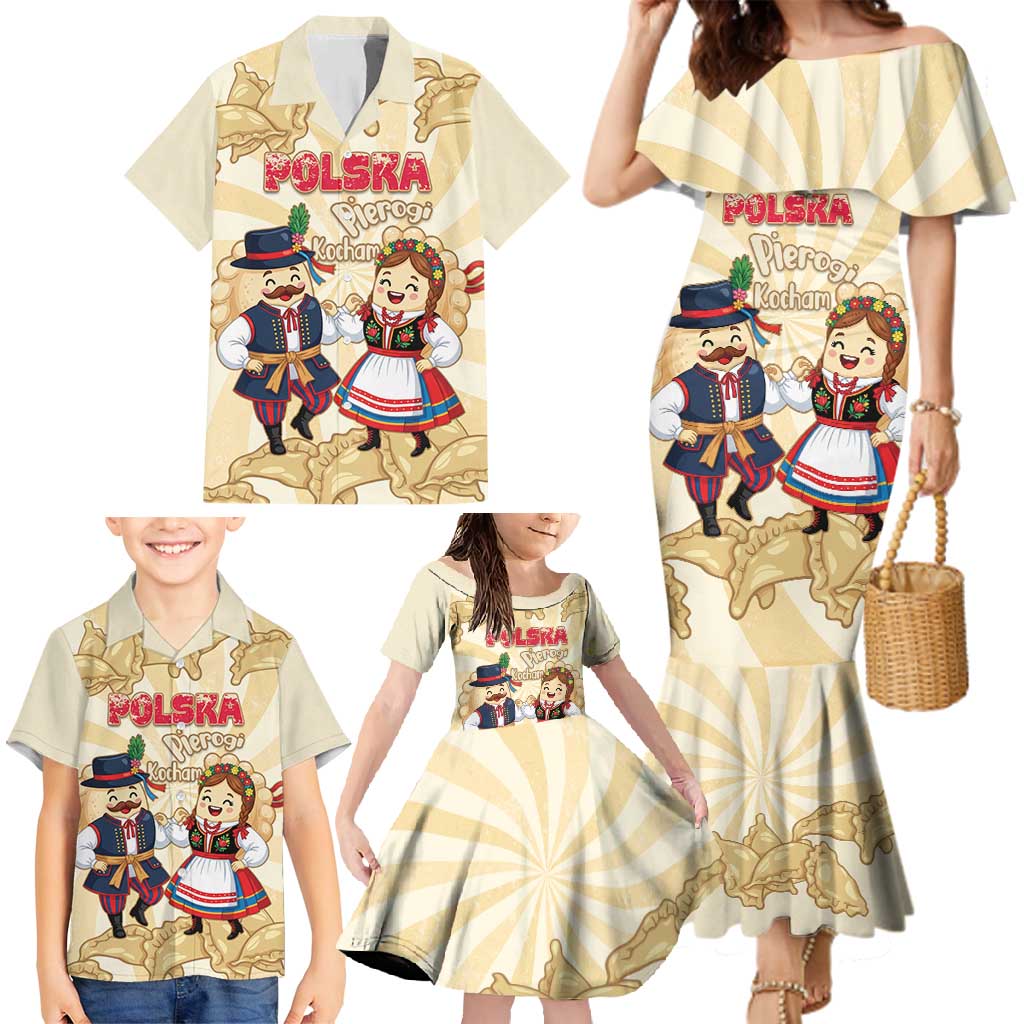 Personalised Pierogi Festival Poland Family Matching Mermaid Dress and Hawaiian Shirt Polska Dumpling Kocham - Wonder Print Shop