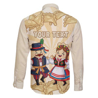 Personalised Pierogi Festival Poland Family Matching Off The Shoulder Long Sleeve Dress and Hawaiian Shirt Polska Dumpling Kocham - Wonder Print Shop